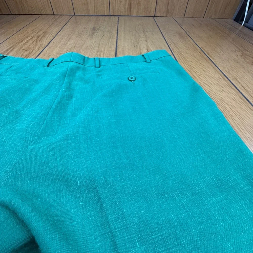 Vintage Islander Linen Bermuda Shorts Green Pleated Mens 44 English Sports Shop